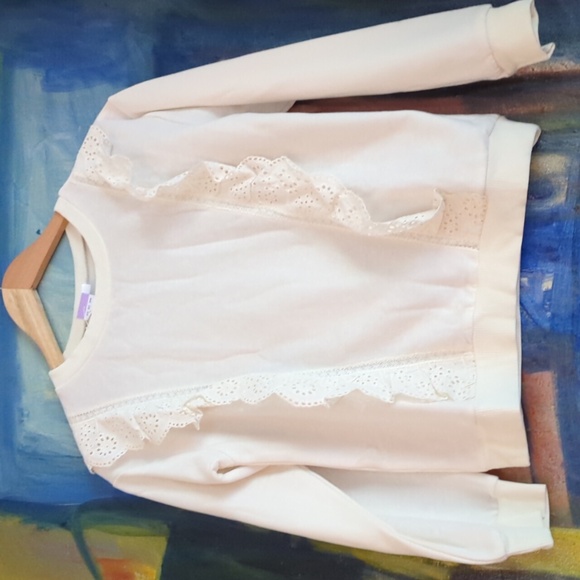 Evsie cream mixed fabric/lace light weight sweatshirt girls size 13/14 - Picture 4 of 8